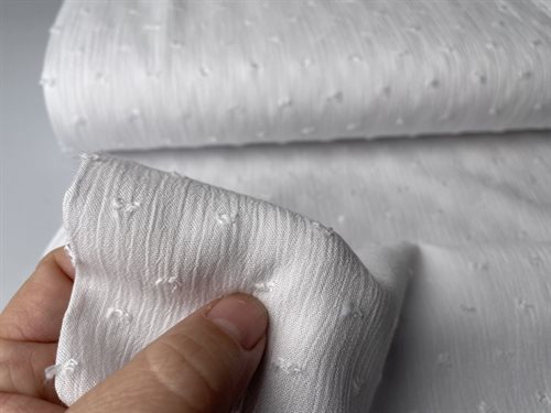 Creppet viscose - dobby og hvid